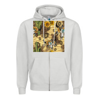 Dove Grey aztec bull skull Zipper Hoodie - BundleAndBundleShop