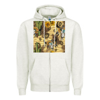 Oatmeal Heather aztec bull skull Zipper Hoodie - BundleAndBundleShop