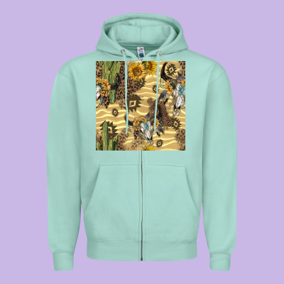 Aztec Bull Skull Zipper Hoodie Designed By Bundleandbundleshop