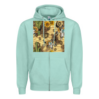 Seafoam aztec bull skull Zipper Hoodie - BundleAndBundleShop