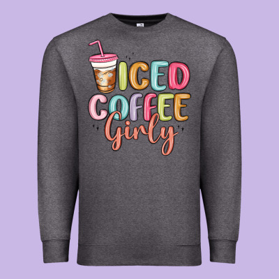Iced Coffee Girly Premium Sweatshirt Designed By Maliassmallbusiness