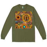 Army Green our lady of guadalupe sunflower  seamless pattern Long Sleeve Tee - JahusDesignShop