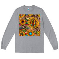 Heather Grey our lady of guadalupe sunflower  seamless pattern Long Sleeve Tee - JahusDesignShop
