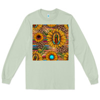 Matcha our lady of guadalupe sunflower  seamless pattern Long Sleeve Tee - JahusDesignShop