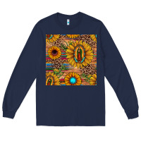 Navy our lady of guadalupe sunflower  seamless pattern Long Sleeve Tee - JahusDesignShop
