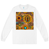 White our lady of guadalupe sunflower  seamless pattern Long Sleeve Tee - JahusDesignShop