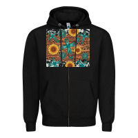Black cross gemstone and sunflower Zipper Hoodie - Artiststas