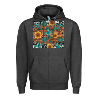 Charcoal Heather cross gemstone and sunflower Zipper Hoodie - Artiststas