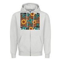Dove Grey cross gemstone and sunflower Zipper Hoodie - Artiststas