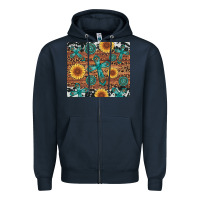 Navy cross gemstone and sunflower Zipper Hoodie - Artiststas