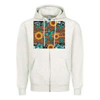 Oatmeal Heather cross gemstone and sunflower Zipper Hoodie - Artiststas