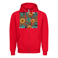 Red cross gemstone and sunflower Zipper Hoodie - Artiststas
