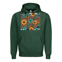 Sports Green cross gemstone and sunflower Zipper Hoodie - Artiststas