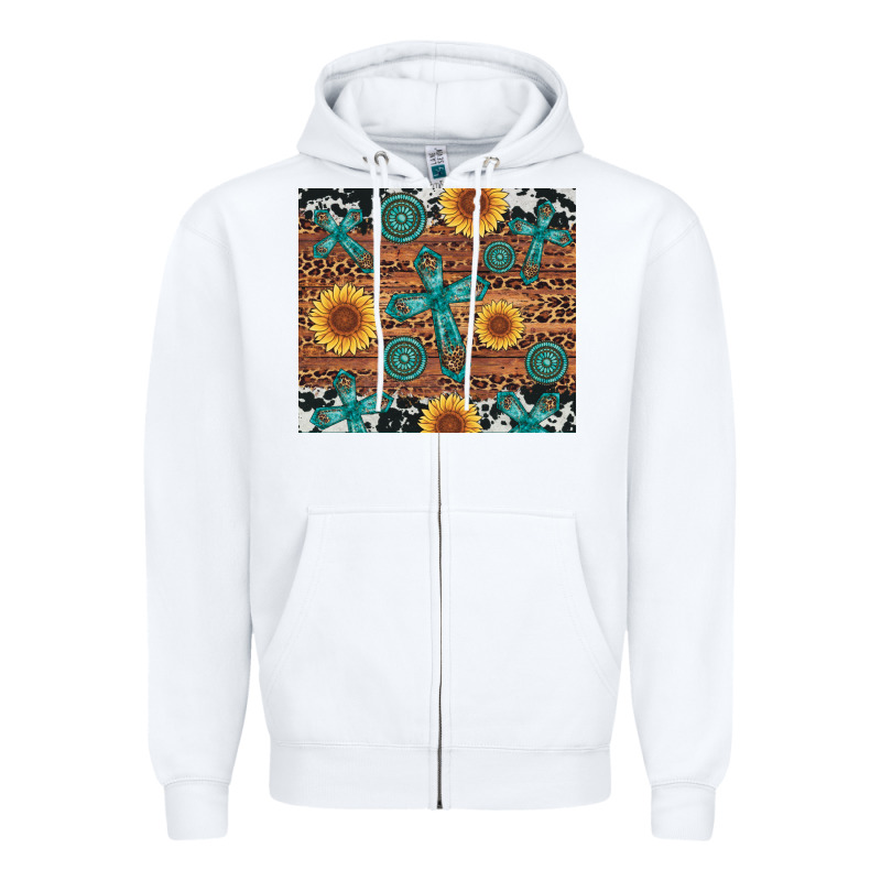 Cross Gemstone And Sunflower Zipper Hoodie by Artiststas | Teevron