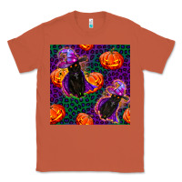 Copper witchy cat and pumpkins seamless paternal Classic Tee - BundleAndBundleShop