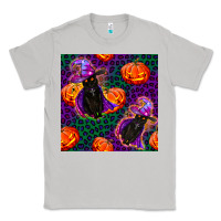 Moon Dust witchy cat and pumpkins seamless paternal Classic Tee - BundleAndBundleShop