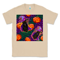 Mushroom witchy cat and pumpkins seamless paternal Classic Tee - BundleAndBundleShop