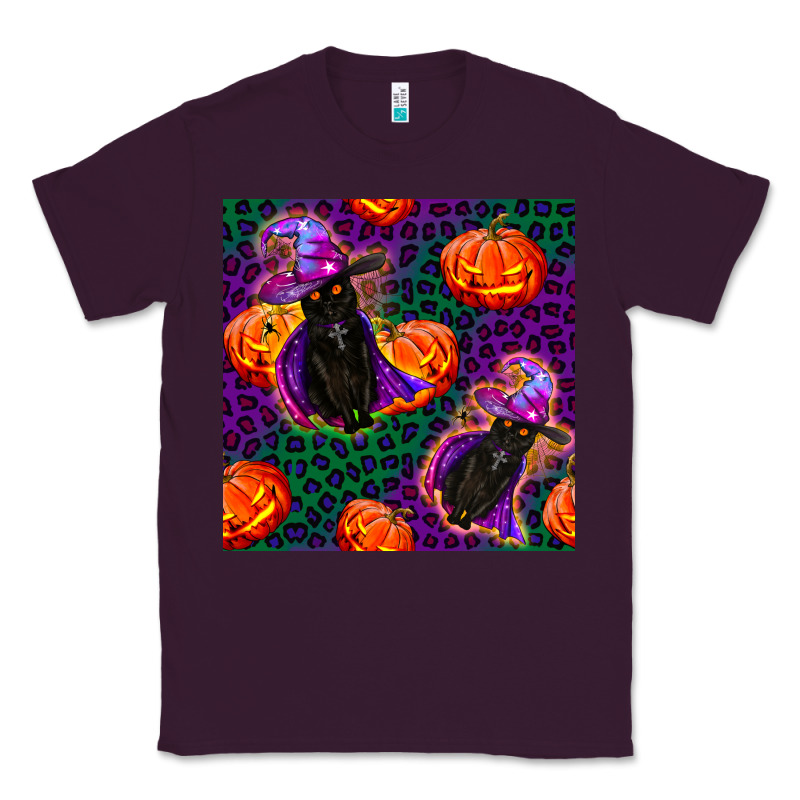 Witchy Cat And Pumpkins Seamless Paternal Classic Tee by BundleAndBundleShop | Teevron