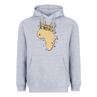 Heather Grey africa with crown Heavyweight Hoodie - MaliasSmallBusiness