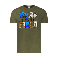Vintage Olive my heart is on that field baseball Vintage Tee - Zillion Design Studio