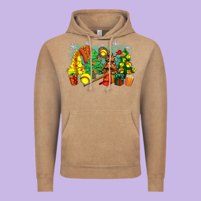 Christmas Trees With Softball Vintage Hoodie Designed By Zillion Design Studio