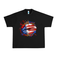 Black Leopard American flag lips Urban Heavy Tee - Neo Western