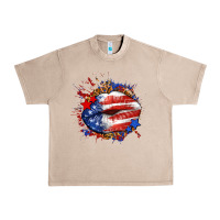 French Oak Leopard American flag lips Urban Heavy Tee - Neo Western