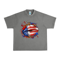 Tornado Leopard American flag lips Urban Heavy Tee - Neo Western