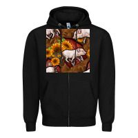 Black pig and barn Zipper Hoodie - BundleAndBundleShop