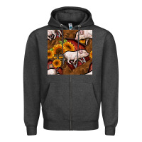 Charcoal Heather pig and barn Zipper Hoodie - BundleAndBundleShop