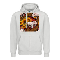 Dove Grey pig and barn Zipper Hoodie - BundleAndBundleShop