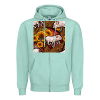 Seafoam pig and barn Zipper Hoodie - BundleAndBundleShop