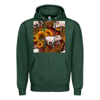 Sports Green pig and barn Zipper Hoodie - BundleAndBundleShop