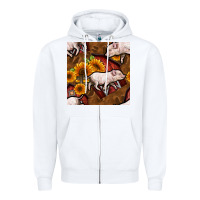 White pig and barn Zipper Hoodie - BundleAndBundleShop