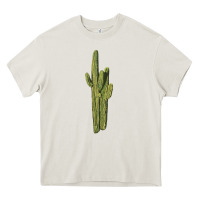 Cream saguaro cactus Heavy Core Tee - LillyAllenDesigns