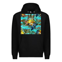Black Lake Fish And Reeds With Leopard Seamless Pattern Bbs Premium Hoodie - BundleAndBundleShop