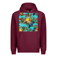 Burgundy Lake Fish And Reeds With Leopard Seamless Pattern Bbs Premium Hoodie - BundleAndBundleShop