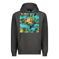 Charcoal Heather Lake Fish And Reeds With Leopard Seamless Pattern Bbs Premium Hoodie - BundleAndBundleShop