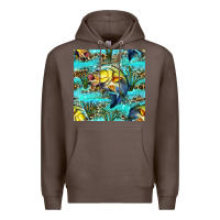 Coffee Lake Fish And Reeds With Leopard Seamless Pattern Bbs Premium Hoodie - BundleAndBundleShop