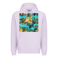 Lilac Lake Fish And Reeds With Leopard Seamless Pattern Bbs Premium Hoodie - BundleAndBundleShop