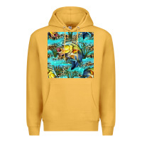 Mustard Lake Fish And Reeds With Leopard Seamless Pattern Bbs Premium Hoodie - BundleAndBundleShop