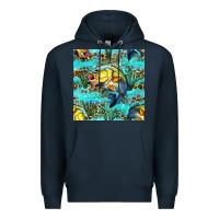 Navy Lake Fish And Reeds With Leopard Seamless Pattern Bbs Premium Hoodie - BundleAndBundleShop