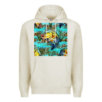 Oatmeal Heather Lake Fish And Reeds With Leopard Seamless Pattern Bbs Premium Hoodie - BundleAndBundleShop