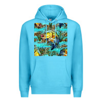 Ocean Blue Lake Fish And Reeds With Leopard Seamless Pattern Bbs Premium Hoodie - BundleAndBundleShop