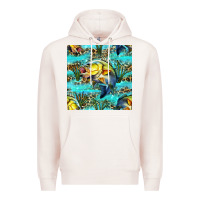 Pale Pink Lake Fish And Reeds With Leopard Seamless Pattern Bbs Premium Hoodie - BundleAndBundleShop