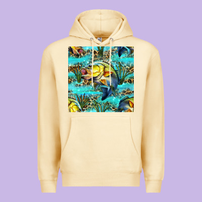 Lake Fish And Reeds With Leopard Seamless Pattern Bbs Premium Hoodie Designed By Bundleandbundleshop