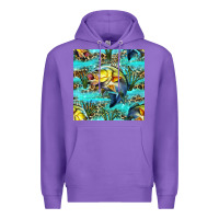 Purple Lake Fish And Reeds With Leopard Seamless Pattern Bbs Premium Hoodie - BundleAndBundleShop
