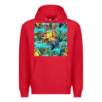 Red Lake Fish And Reeds With Leopard Seamless Pattern Bbs Premium Hoodie - BundleAndBundleShop