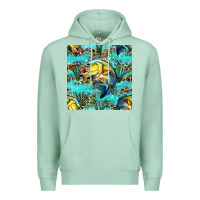 Seafoam Lake Fish And Reeds With Leopard Seamless Pattern Bbs Premium Hoodie - BundleAndBundleShop