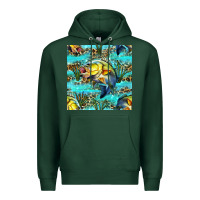 Sports Green Lake Fish And Reeds With Leopard Seamless Pattern Bbs Premium Hoodie - BundleAndBundleShop